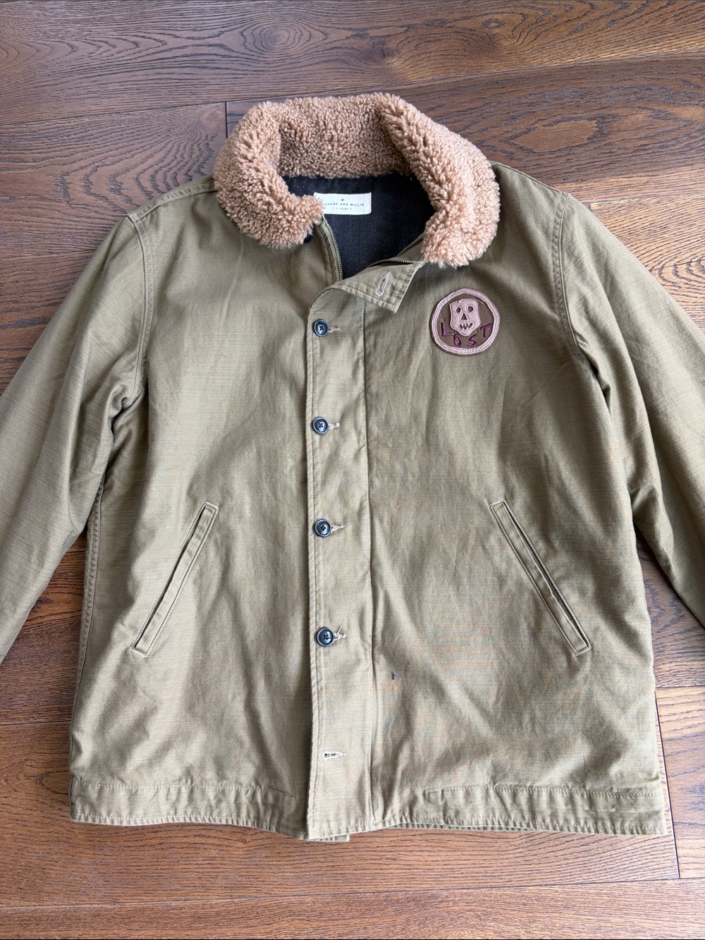 Imogene + Willie Men's Sherpa Collar Deck Jacket in Olive Brown